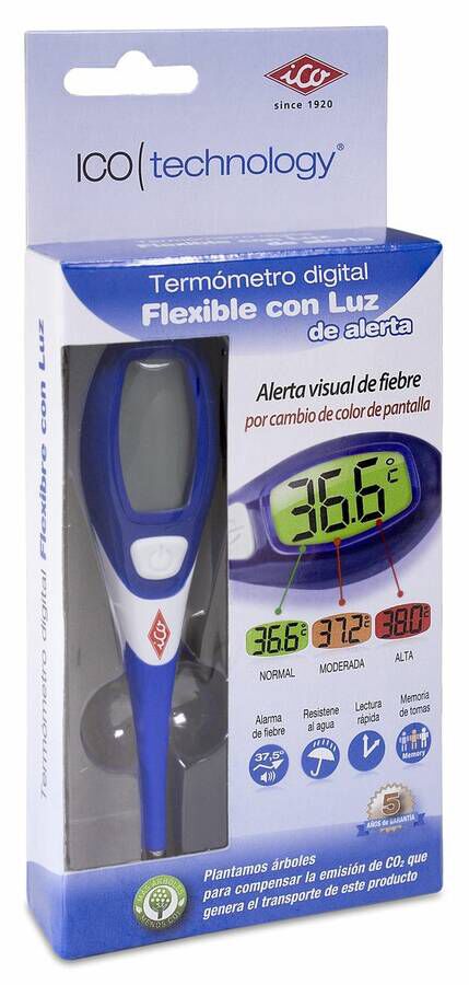 Ico Termómetro Digital Flexible con Luz, 1 Ud