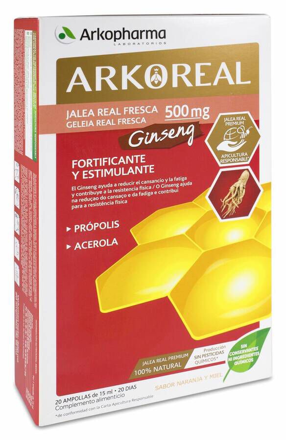Arkopharma ArkoReal Jalea Real+Ginseng, 20 Ampollas