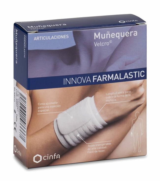 Farmalastic Innova Muñequera Velcro Blanca Talla Grande/Extra-grande, 1 Ud