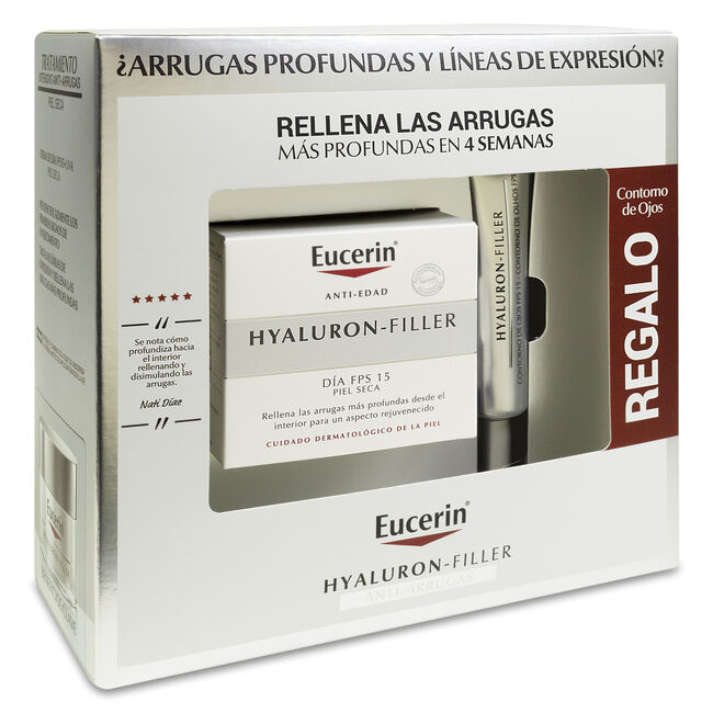 Pack Eucerin Hyaluron-Filler Crema de Día Piel Seca + Contorno de Ojos, 1 Ud image number null