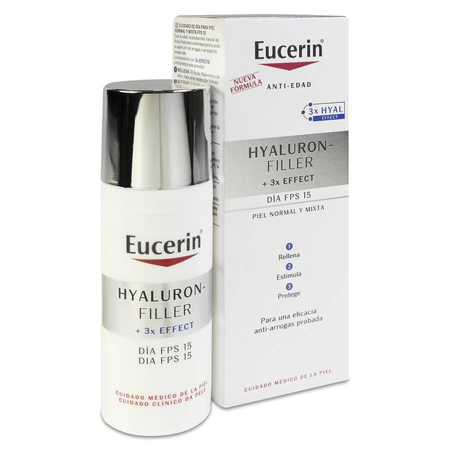 Eucerin Hyaluron Filler Antiarrugas Día SPF 15+ Piel Normal y Mixta, 50 ml