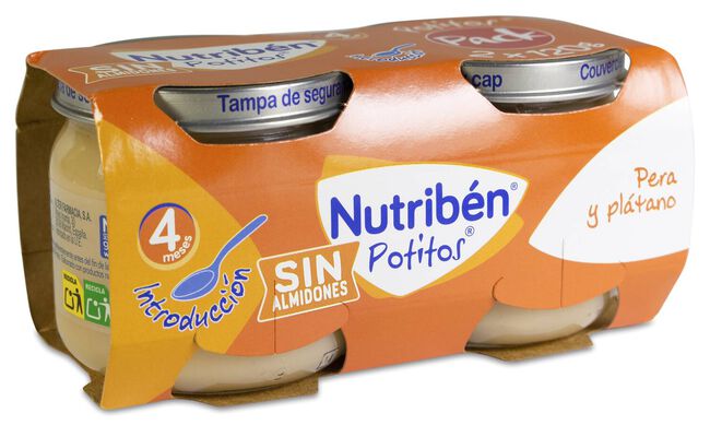 Pack Nutribén Potitos Pera y Plátano, 2 x 120 g