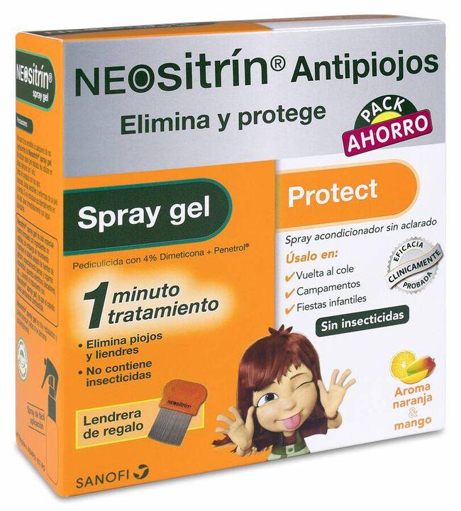 Pack Neositrín Antipiojos + Lendrera