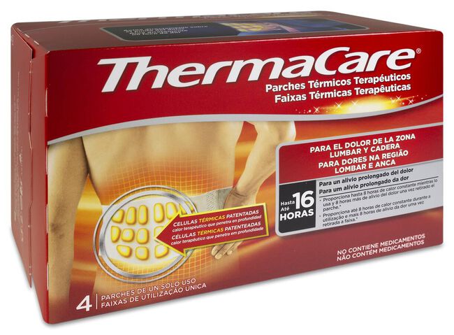 Thermacare Pareches Térmicos Terapeuticos Lumbar Cadera, 4 Unidades