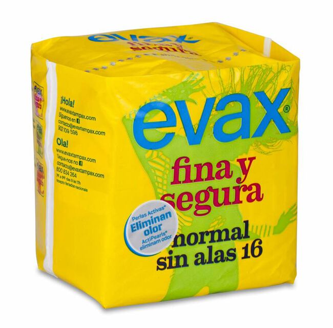 Evax Fina & Segura Compresa Normal Sin Alas, 16 Uds