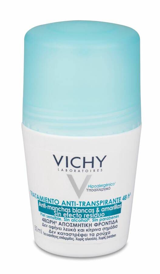 Vichy Desodorante Antitranspirante 48 h Antimanchas Roll-on, 50 ml