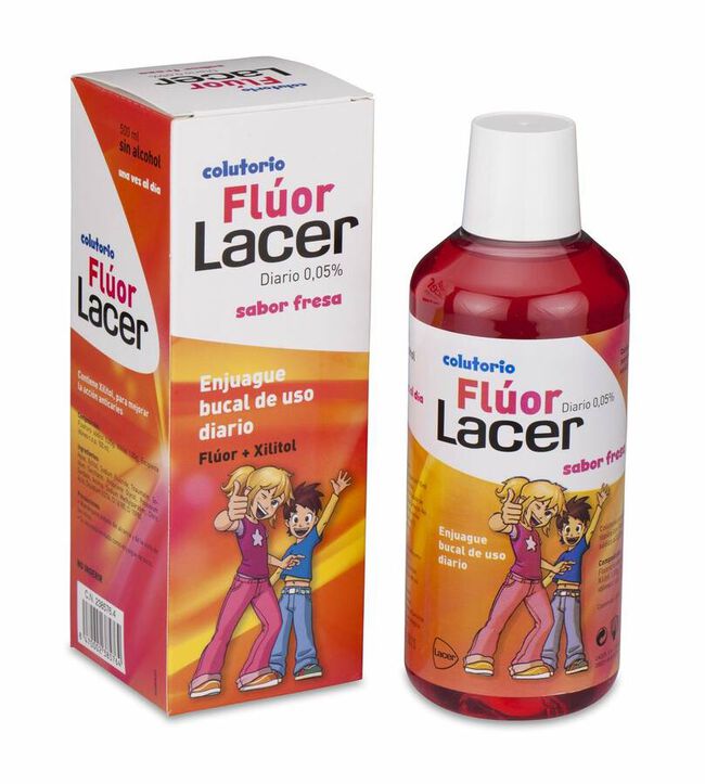 Lacer Colutorio Flúor Diario 0,05 %, Fresa, 500 ml