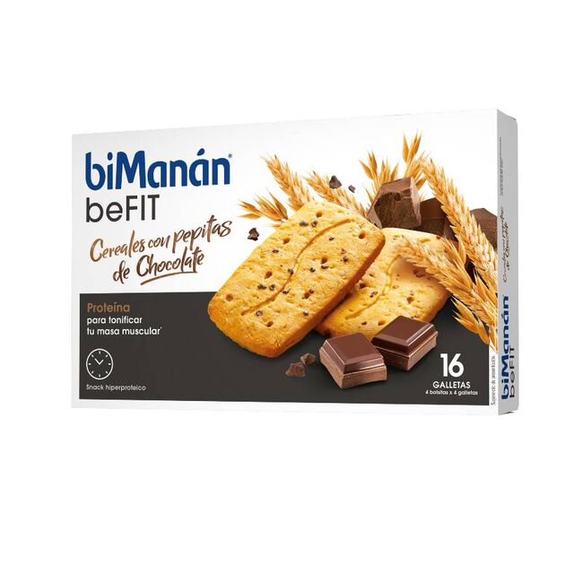 biManán beFIT Galletas de Cereales con Pepitas de Chocolate, 16 Uds