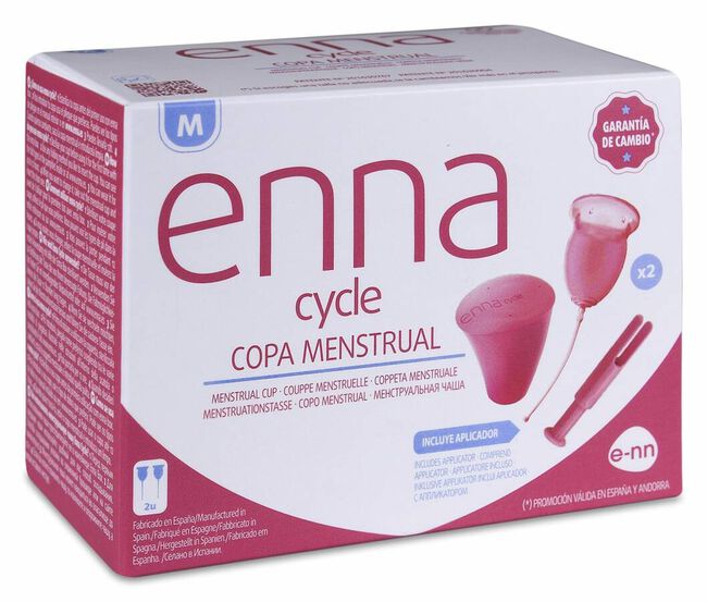 Enna Cycle Copa Menstrual con Aplicador Talla M, 2 Uds