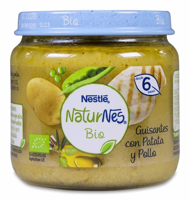 Nestlé Naturnes BIO Tarrito Guisantes, Patata y Pollo, 120 g