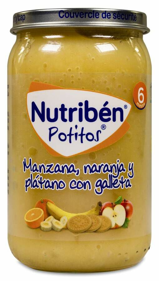 Nutribén Potitos Manzana, Naranja y Plátano con Galleta, 235 g