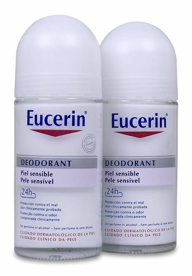 Duplo Eucerin Desodorante Sensitive Roll-On, 2 Uds