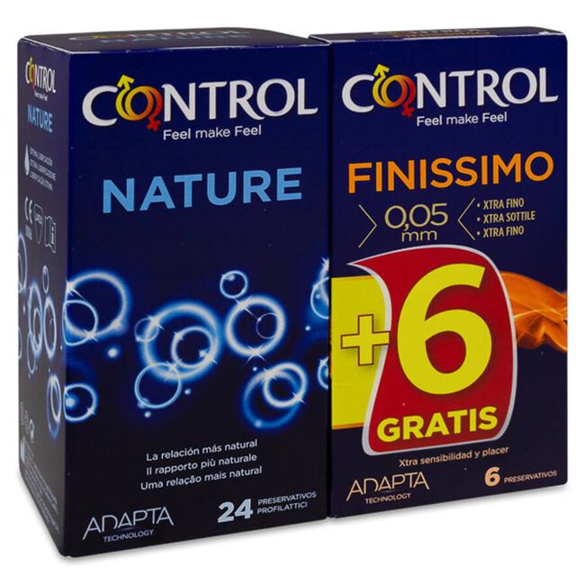 Pack Control Preservativos Nature 24 uds + Finissimo 6 uds image number null