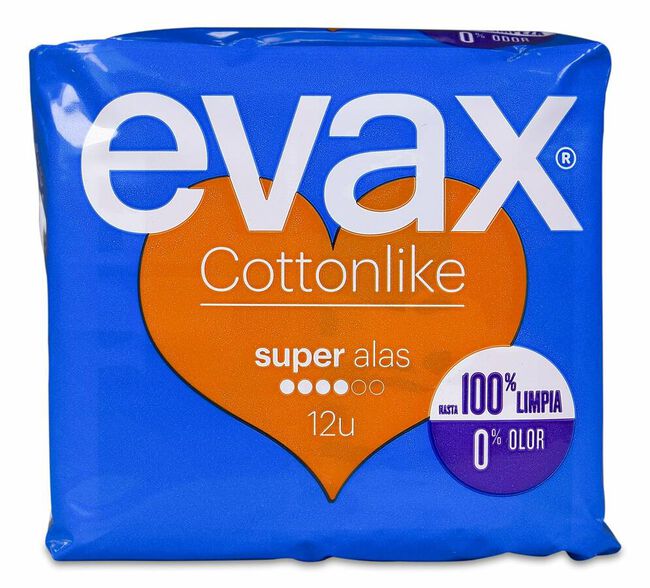 Evax Cottonlike Super con Alas, 12 Uds