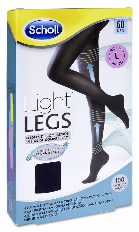 Scholl Light Legs Medias de Compresión Ligera 60 Den Negro Talla L, 1 Ud
