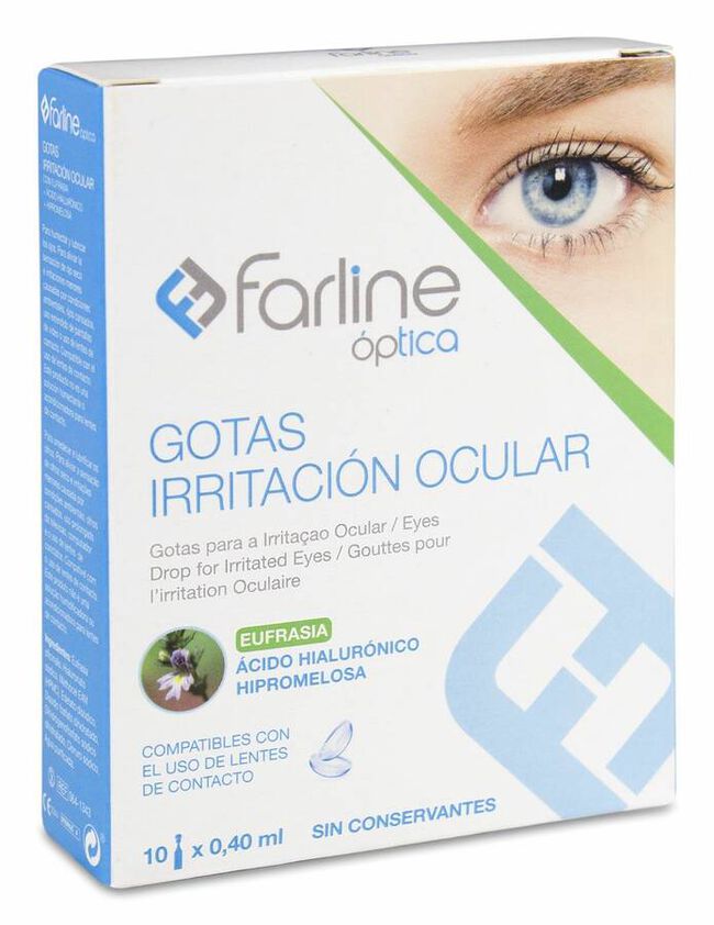 Farline Gotas Irritación Ocular con Eufrasia y AH, 10 Uds