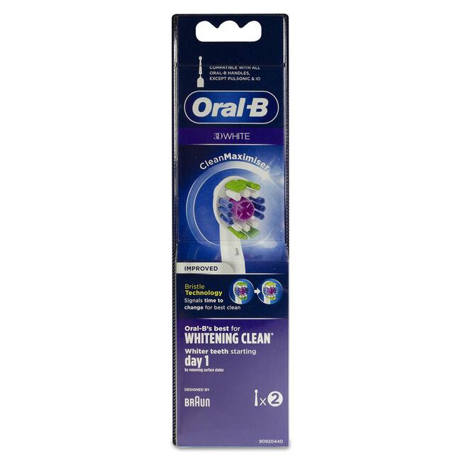 Oral-B 3D White Recambio Cepillo Eléctrico Recargable, 2 uds