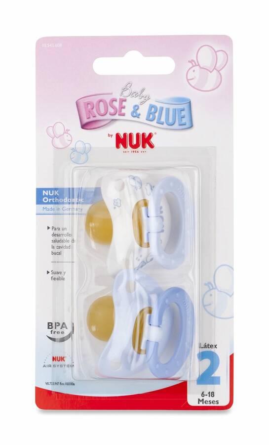 Nuk Chupete Classic Rose & Blue Azul Látex 6-18 M, 2 Uds image number null